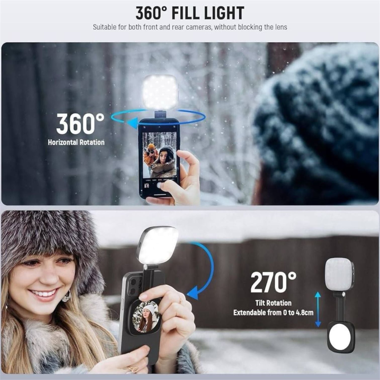 2-in-1 Multifunctional Fill Light + Makeup Mirror  – Illuminated Cosmetic Mirror | 2-in-1 Makeup Mirror with Fill Light