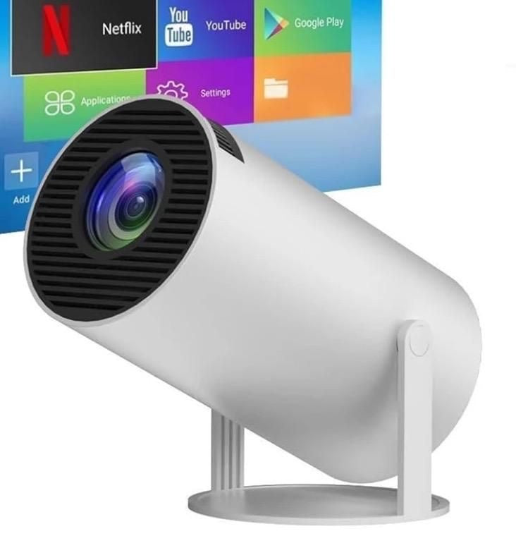 HD Android 11 Projector WiFi 6/BT 5.0 180° Rotation Auto Keystone (4500 Im /1 Speaker /Wireless / Remote Controller) Portable Projector (White)